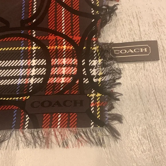 Coach plaid silk scarf 🟫⬜️🟥🟦🟨⬛️ - Picture 2 of 7